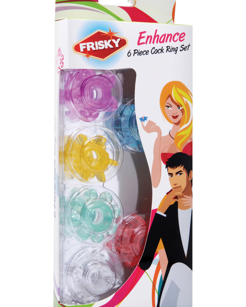 Frisky Enhance 6 Piece Cock Ring Set Assorted Colors