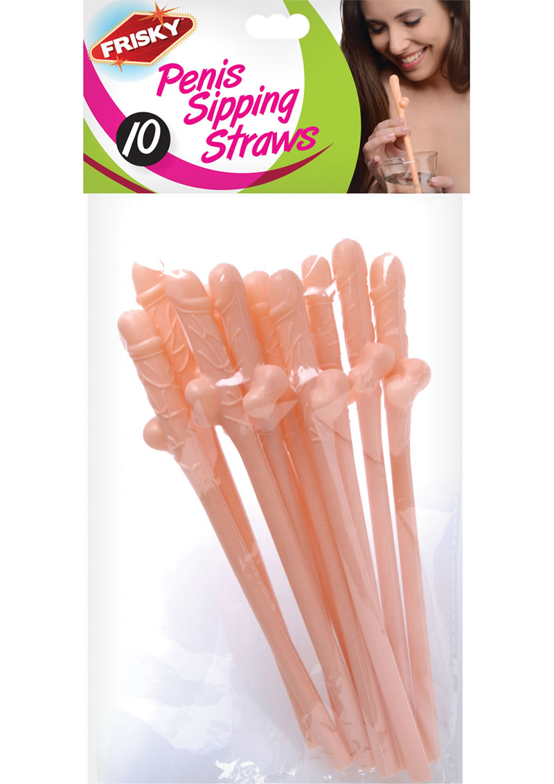 Frisky 10 Penis Straws  Flesh Tone