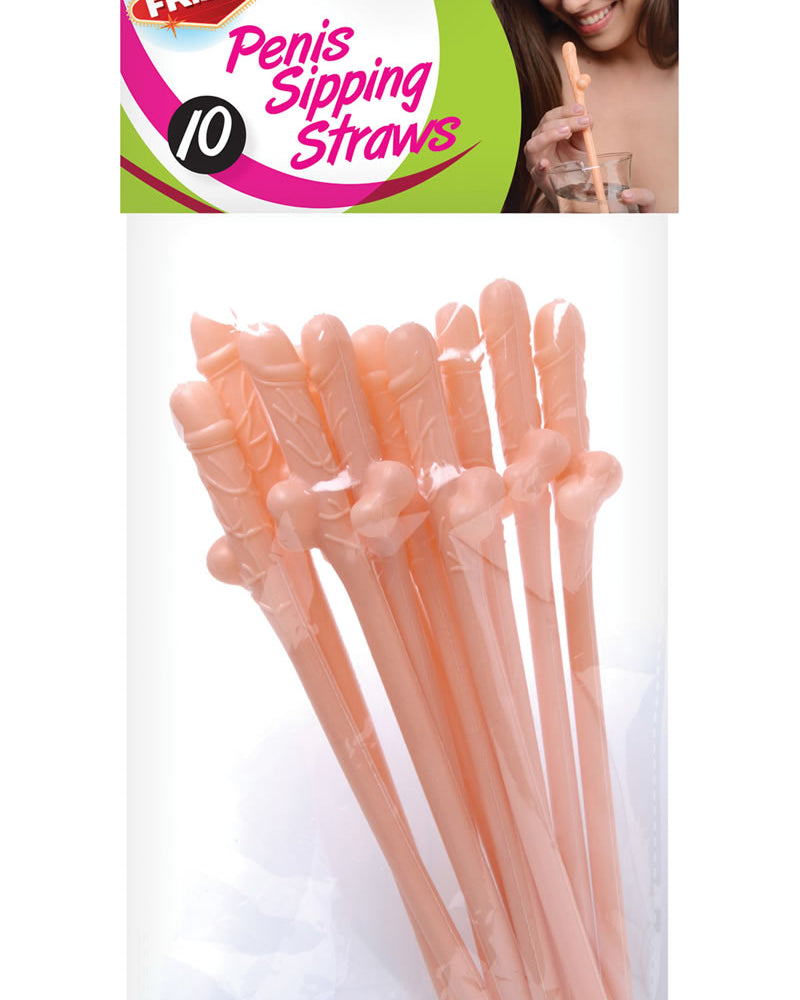Frisky 10 Penis Straws  Flesh Tone