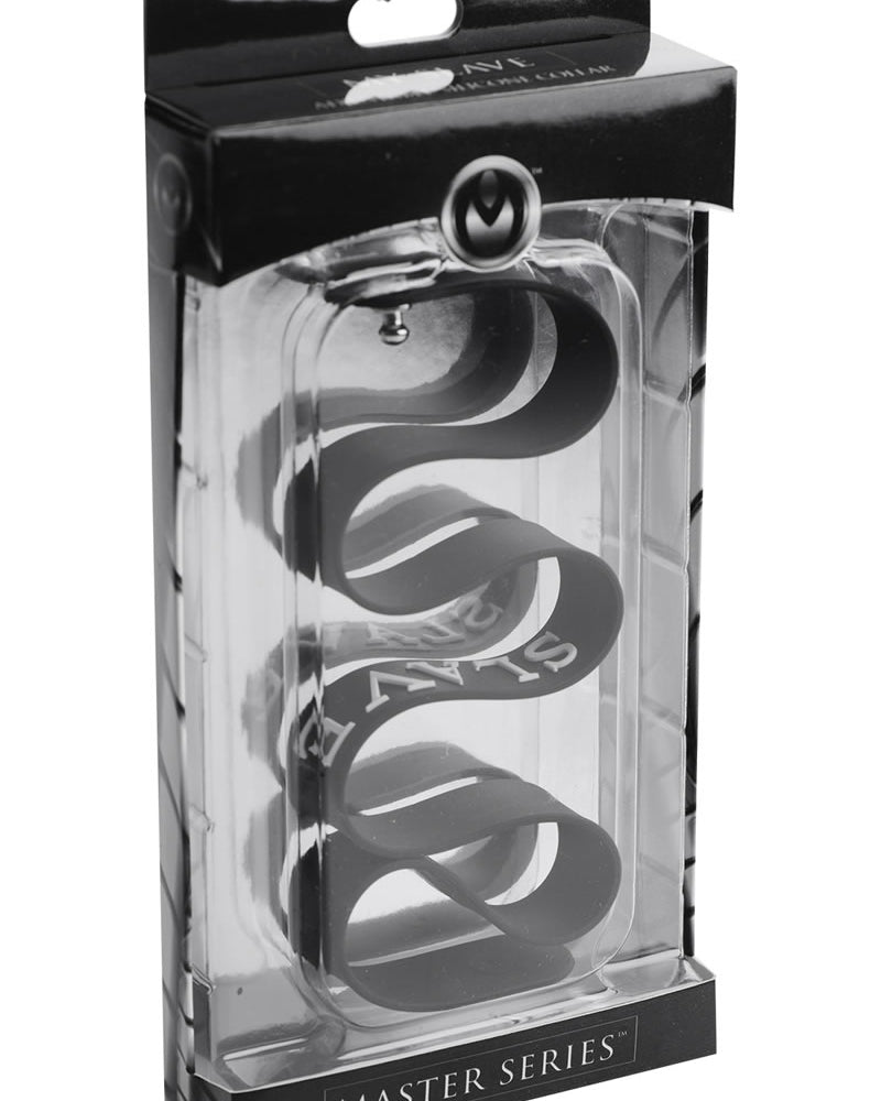 Collar esclavo de silicona Master Series, color negro, 17,5 pulgadas