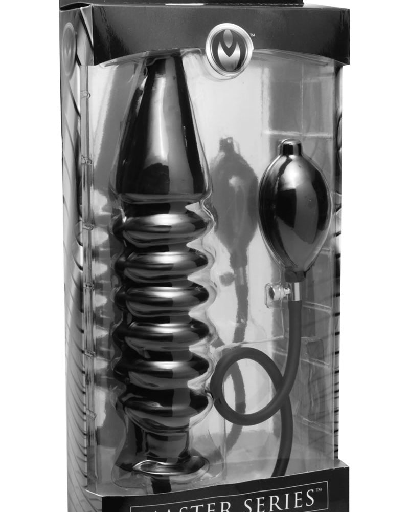 Tapón anal inflable Master Series Accordion XL de 14,5 pulgadas, color negro