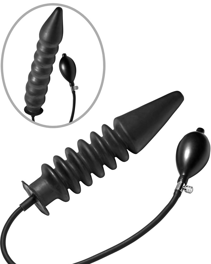 Tapón anal inflable Master Series Accordion XL de 14,5 pulgadas, color negro