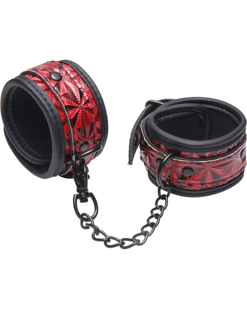 Puños de tobillo con cadena en relieve de la serie Master, color rojo, de 3 a 4,75 pulgadas