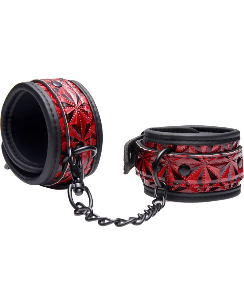 Puños de muñeca con cadena en relieve de la serie Master, color rojo, 8 pulgadas