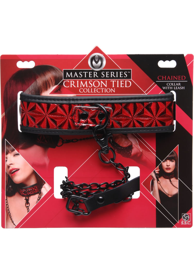 Crimson Tied Chained Collar With Leash