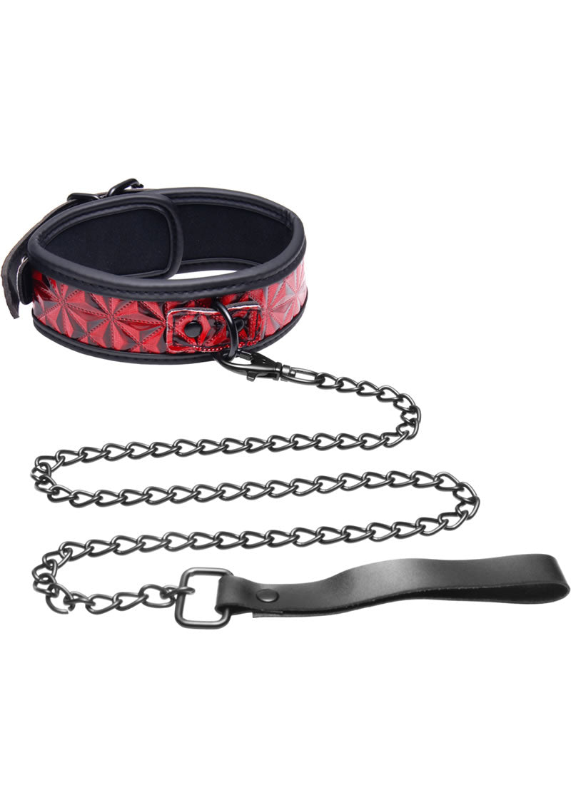 Crimson Tied Chained Collar With Leash