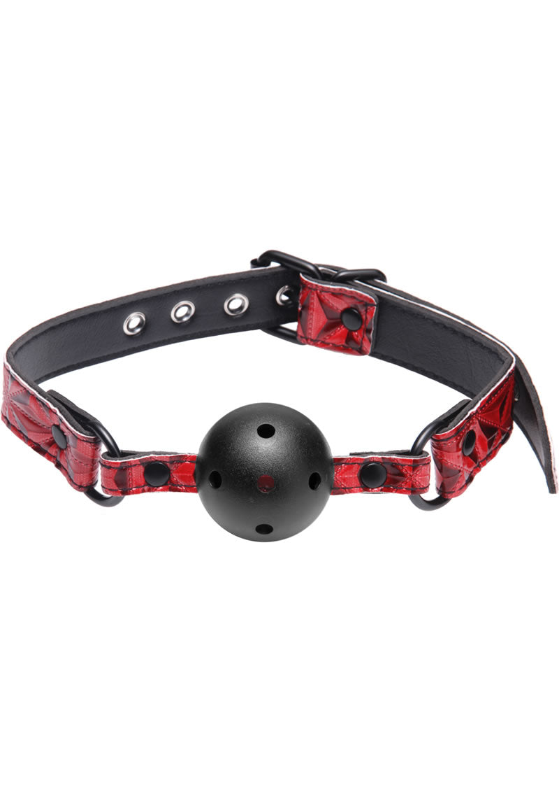 Master Series Embossed Strap Breathable Ball Gag Red