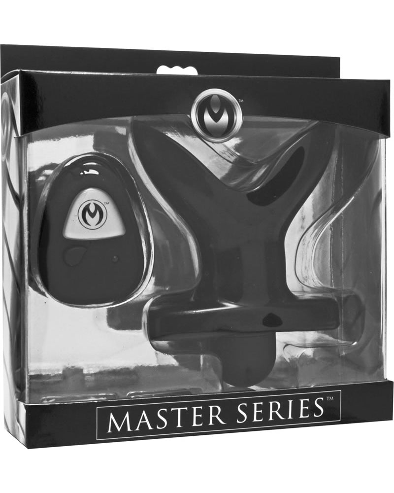 Tapón anal expandible con vibración y control remoto Master Series Ass Anchor, color negro, 3,75 pulgadas