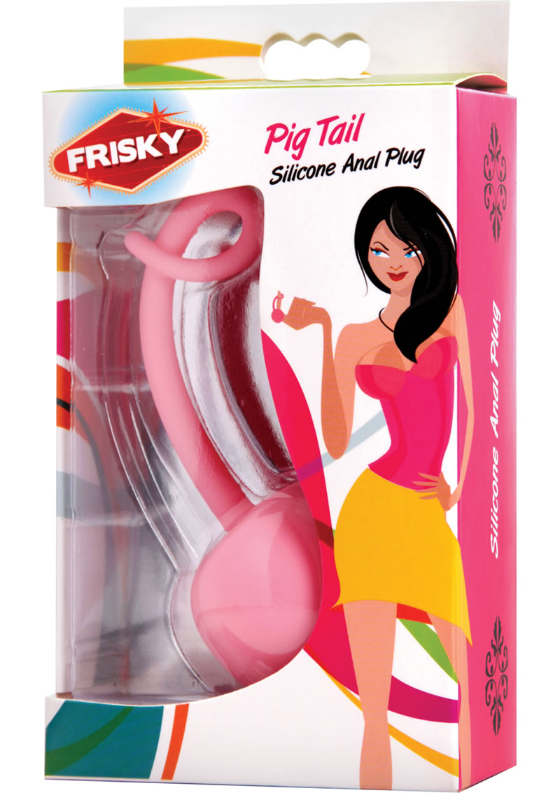 Tapón anal de silicona con forma de cola de cerdo Frisky, color rosa, 4 pulgadas