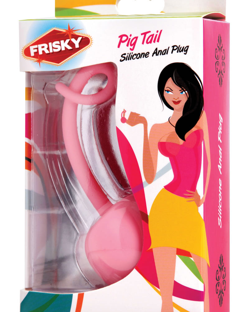 Tapón anal de silicona con forma de cola de cerdo Frisky, color rosa, 4 pulgadas