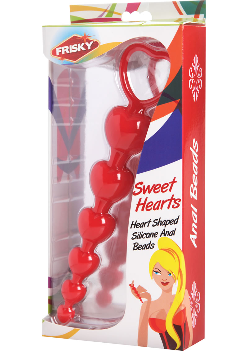 Bolas anales de silicona Frisky Sweet Heart de 6 pulgadas en color rojo