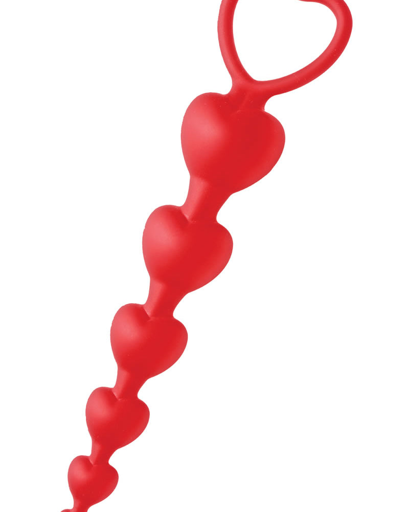Frisky Sweet Heart Silicone Anal Beads Red 6 Inches