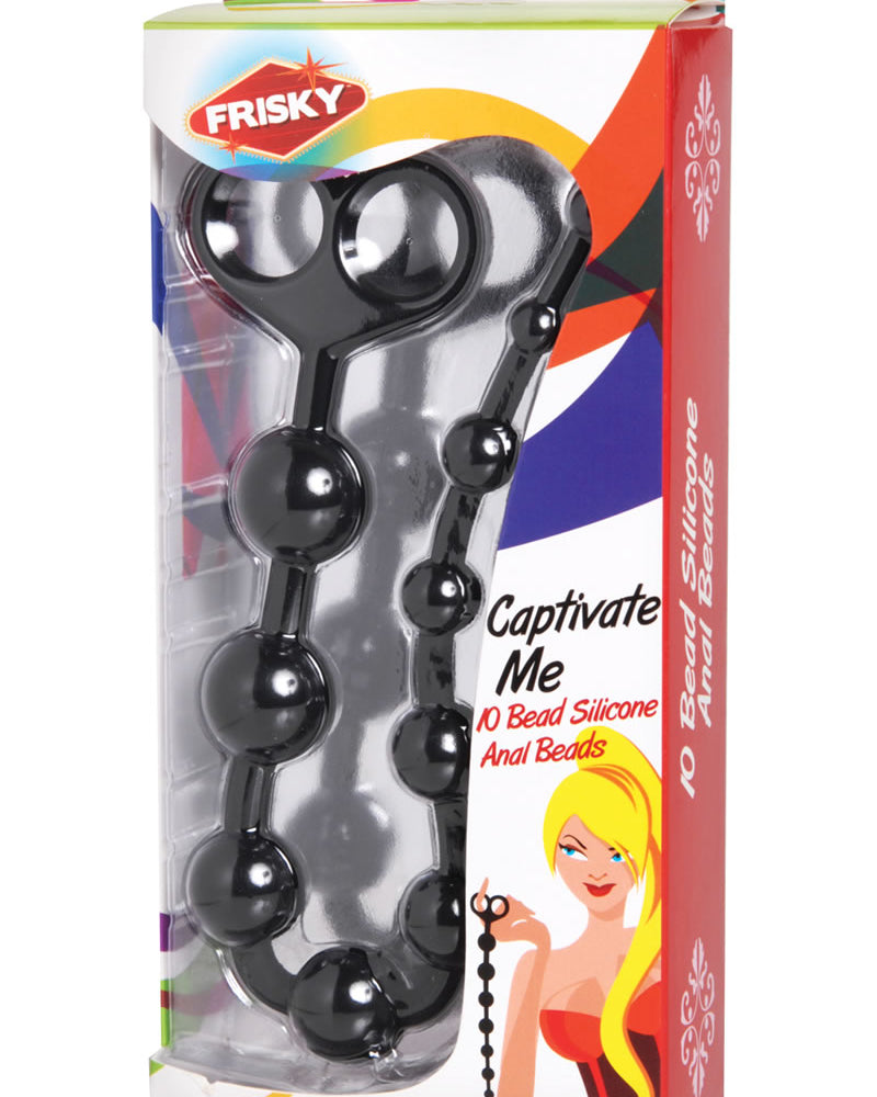 Frisky Captivate Me 10 Bead Silicone Anal Beads Black 13.5 Inches