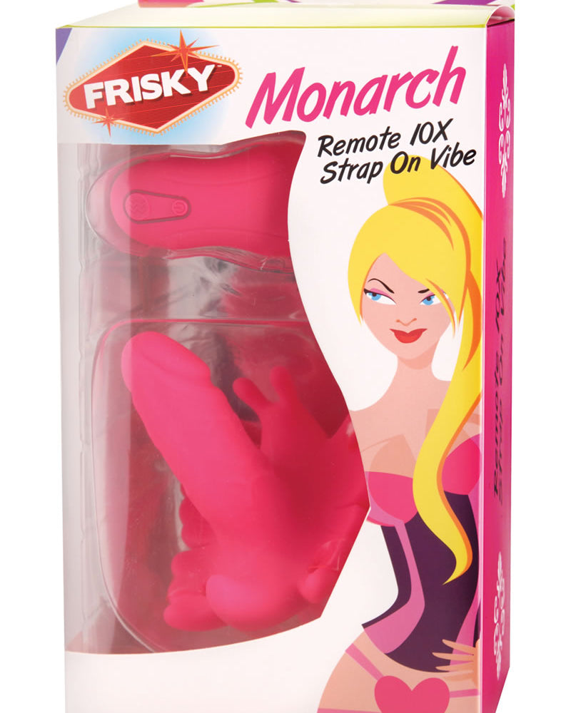 Vibrador con correa de silicona Frisky Monarch Remote en color rosa