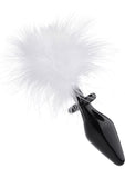 Frisky Fluffer Bunny Tail Glass Anal Plug Black White Fur 3 Inches