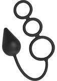 Anillo de silicona para el pene con tapón y triple amenaza