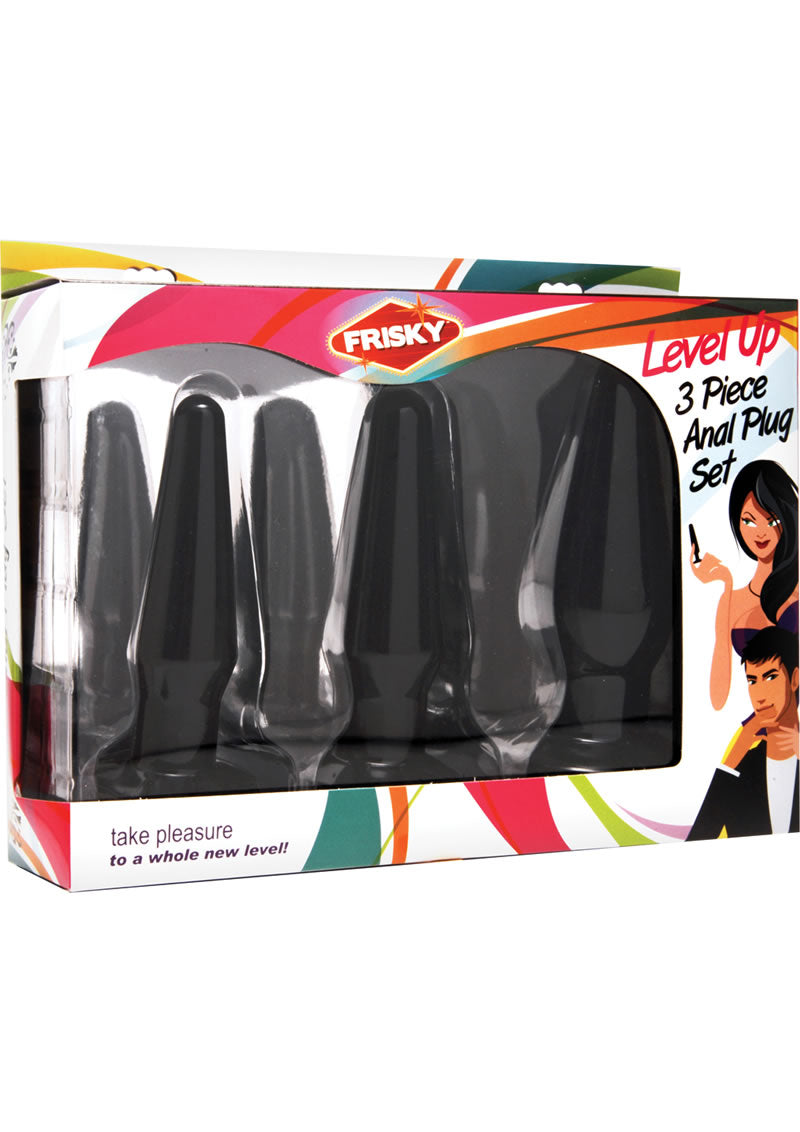 Juego de 3 tapones anales Level Up de color negro