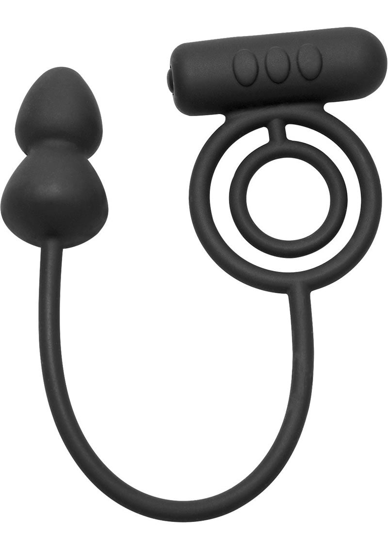 Voyager 1 Silicone Cockring Anal Plug Black Waterproof