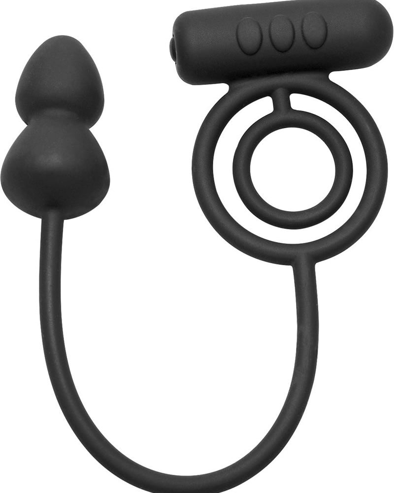 Voyager 1 Silicone Cockring Anal Plug Black Waterproof