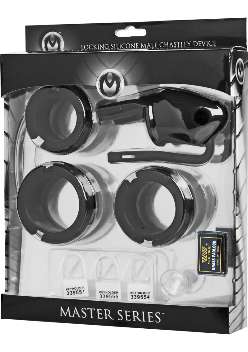 Master Series Sado Shadow Silicone Chastity Device Black