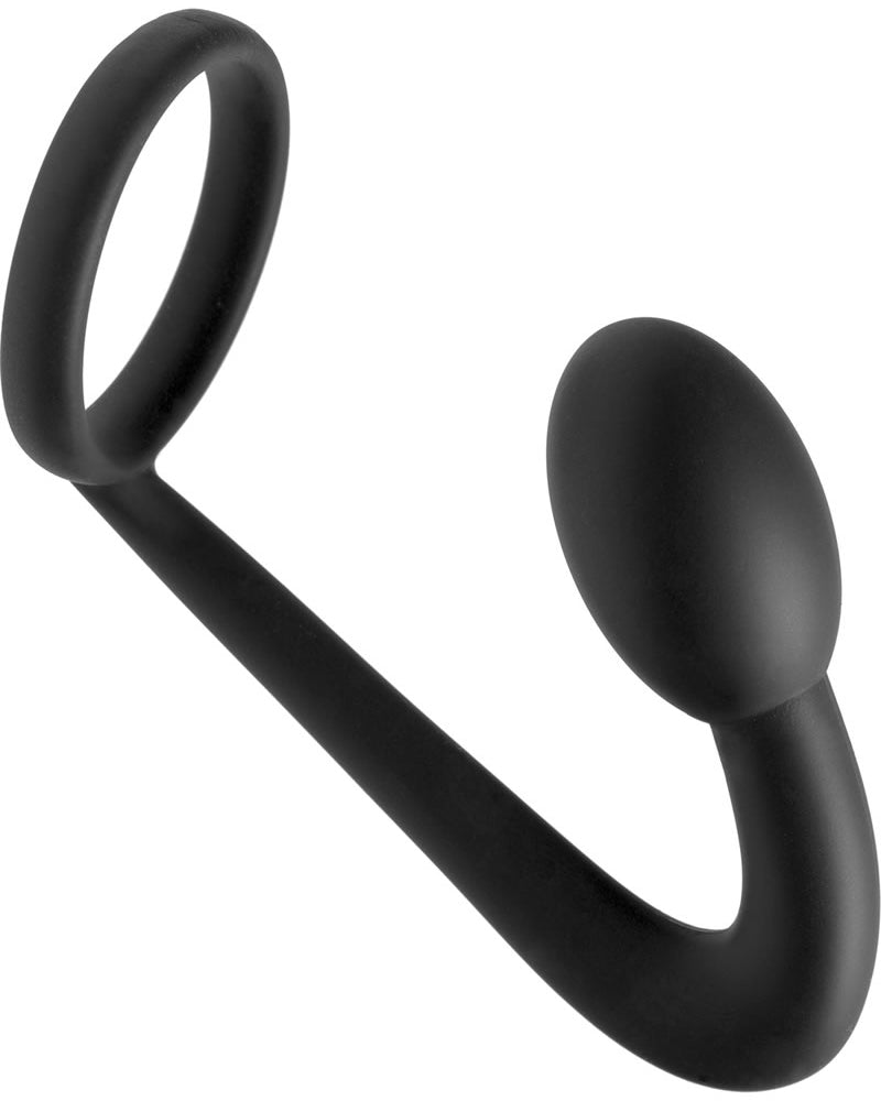 Master Series Explorer Silicone Cock Ring Anal Plug Black 1.75 Inch