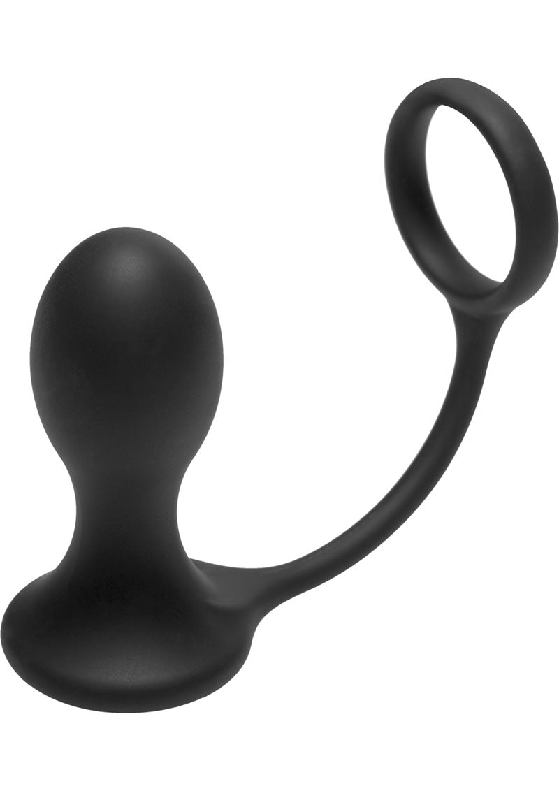 Master Series Rover Silicone Cock Ring Anal Plug Black 3.75 Inch