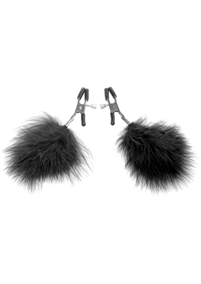 Pinzas para pezones con plumas Frisky negras