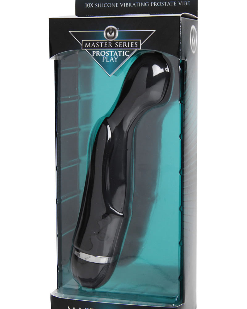 Master Series Prostatic Play 10X Silicone Vibrating Prostate Vibe Black 7 Inch