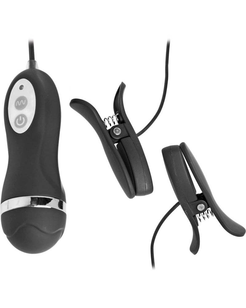 Frisky 10X Wired Remote Power Pinchers Vibrating Nipple Clamps Black
