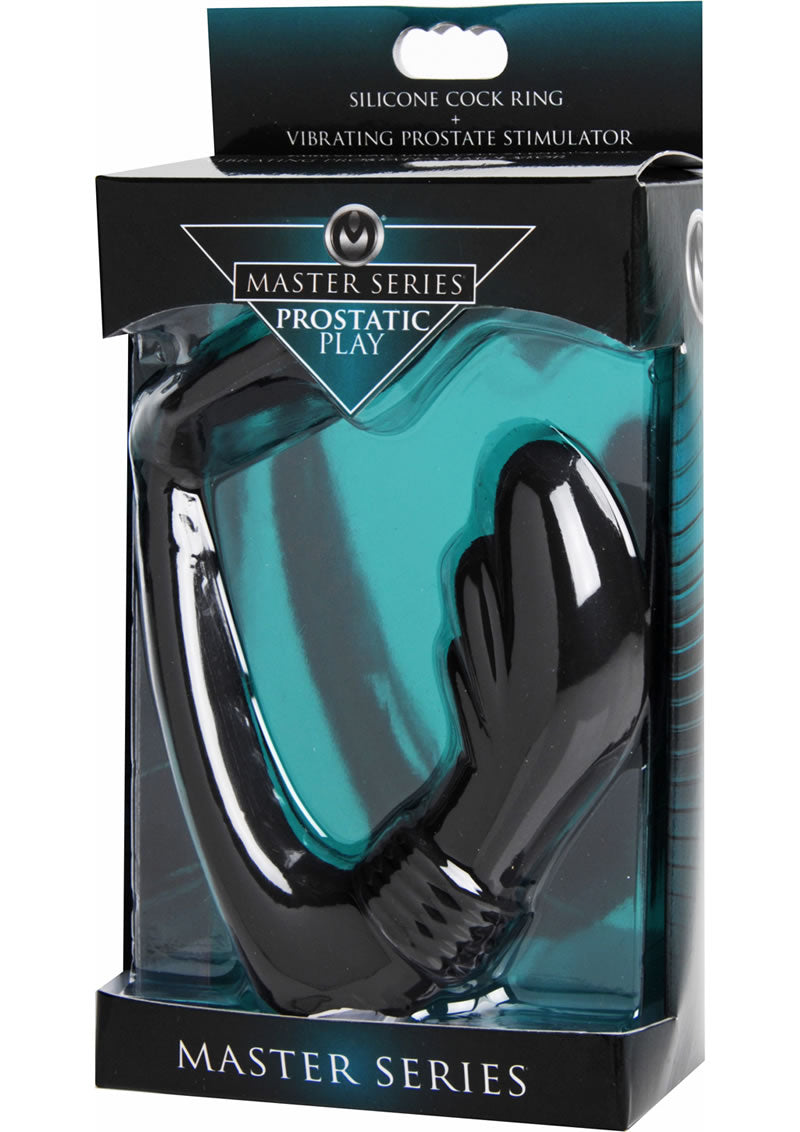 Master Series Prostatic Play Cock Ring And Vibrating Prostate Stimulator Silicone Black