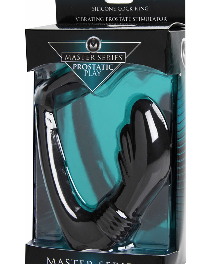 Master Series Prostatic Play Cock Ring And Vibrating Prostate Stimulator Silicone Black