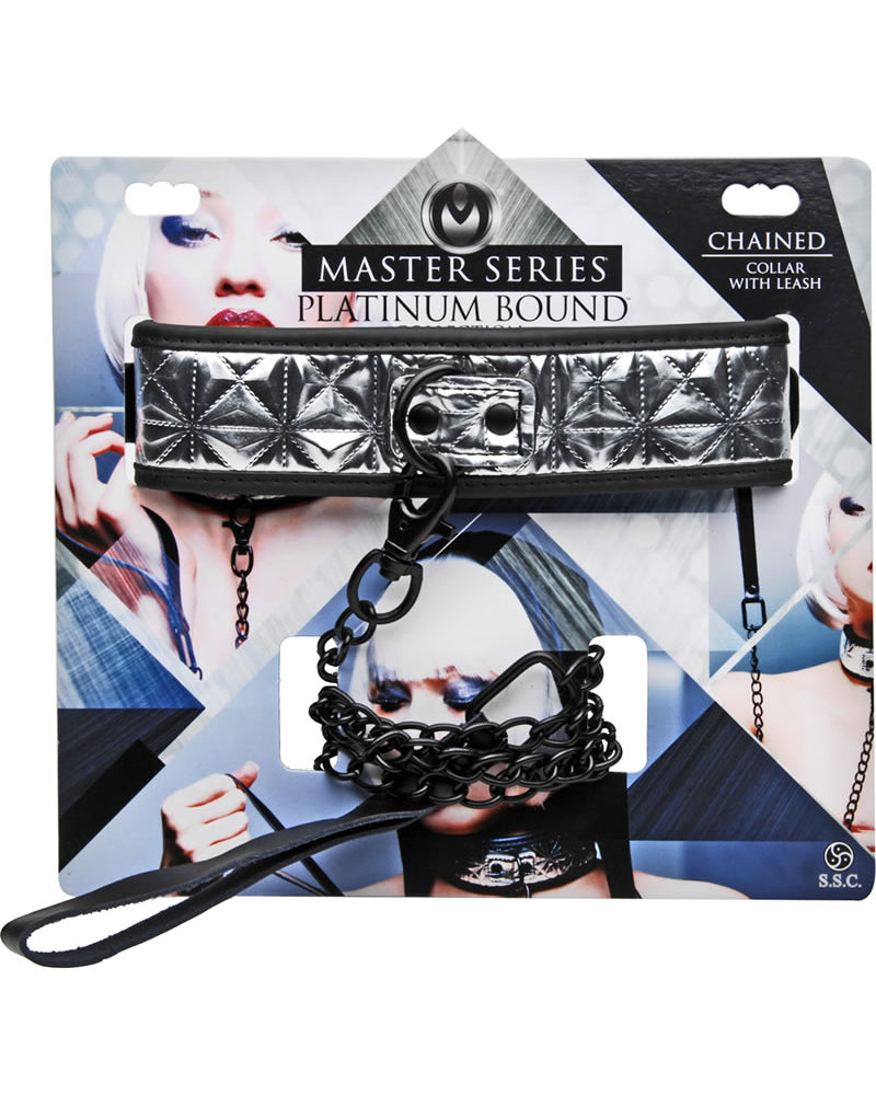 Collar y correa de cadena Master Series en color plata