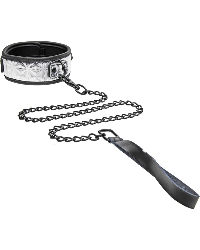 Collar y correa de cadena Master Series en color plata