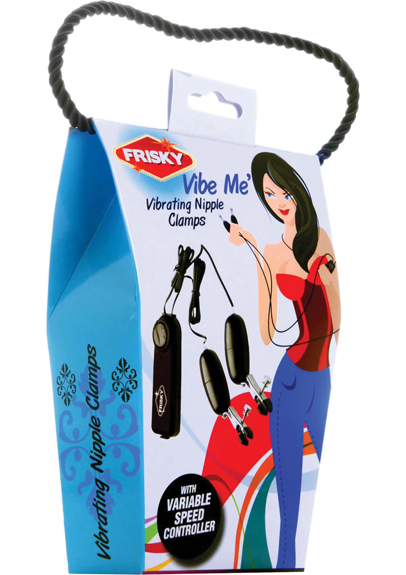 Frisky Vibe Me` Vibrating Nipple Clamps With Remote Black