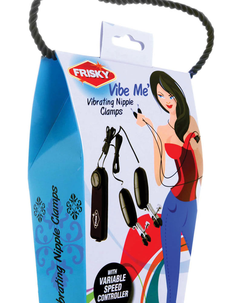 Frisky Vibe Me` Vibrating Nipple Clamps With Remote Black