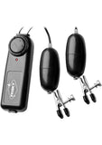 Frisky Vibe Me` Vibrating Nipple Clamps With Remote Black