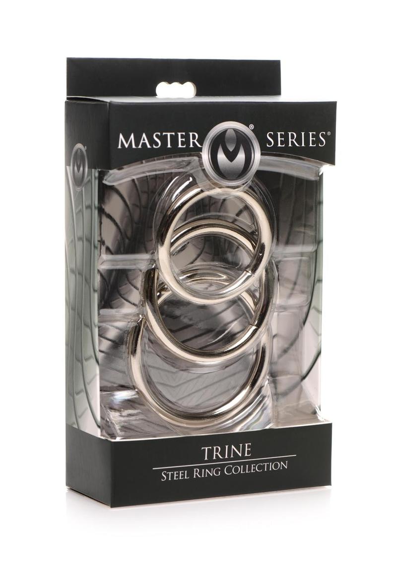 Master Series Trine Steel Ring Collection 3 Each Per Set