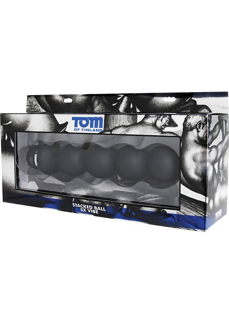 Vibrador de silicona con forma de bola apilada de Tom Of Finland, color negro, 9,5 pulgadas