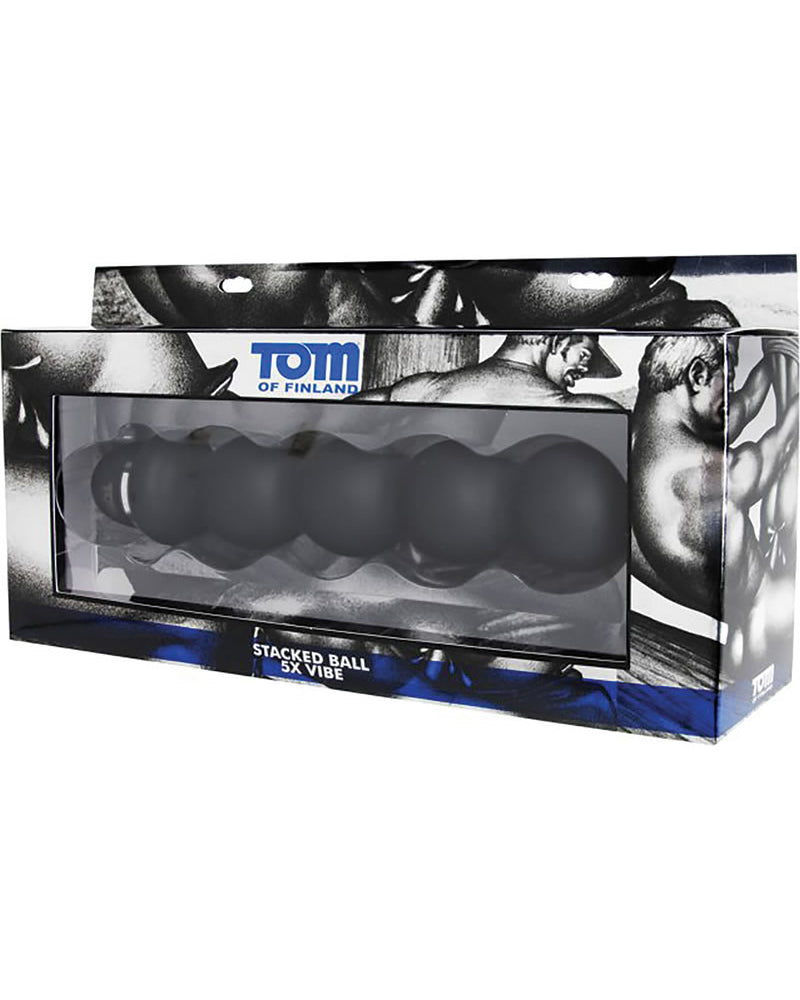 Vibrador de silicona con forma de bola apilada de Tom Of Finland, color negro, 9,5 pulgadas