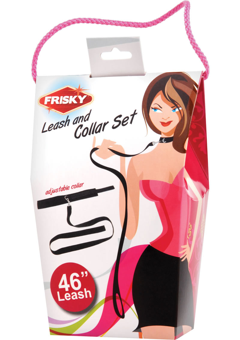 Conjunto de correa y collar Frisky, color negro, 46 ​​pulgadas