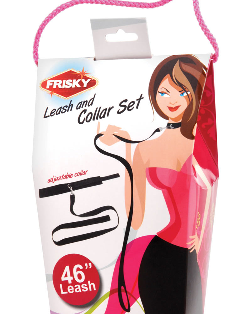 Conjunto de correa y collar Frisky, color negro, 46 ​​pulgadas