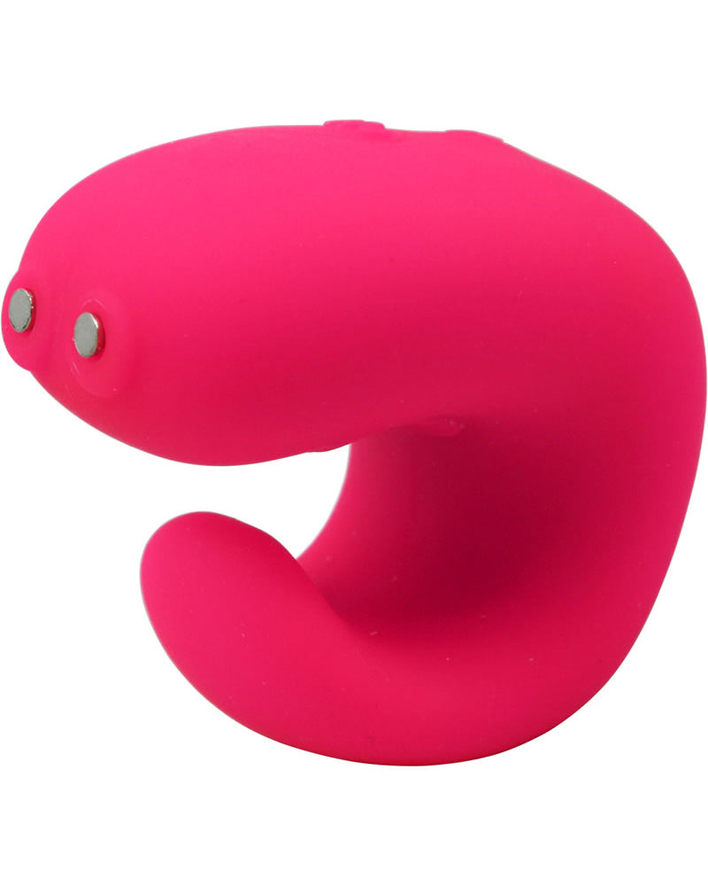 Anillo vibrador de silicona para dedo G resistente al agua, color rosa neón
