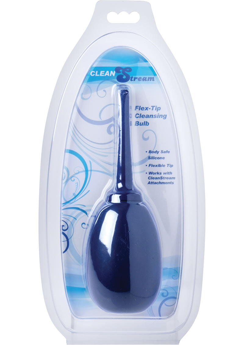 Pera de silicona para enema Clean Stream Flex Tip, color azul, 8 onzas