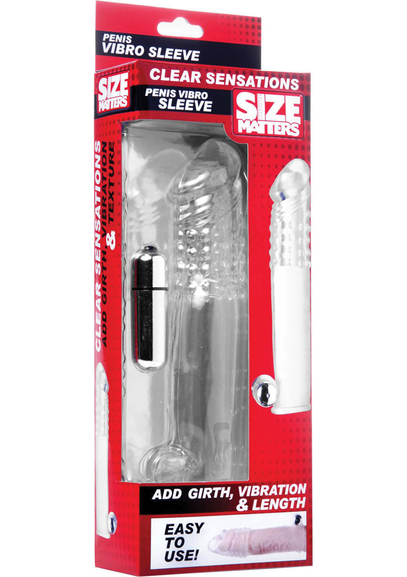 Funda vibradora para pene Size Matters con bala transparente