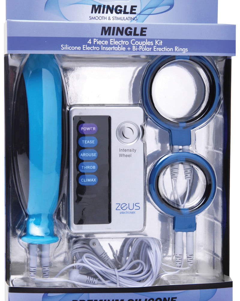 Zeus Mingle 4 Peice Silicone Electro Couples Kit Blue