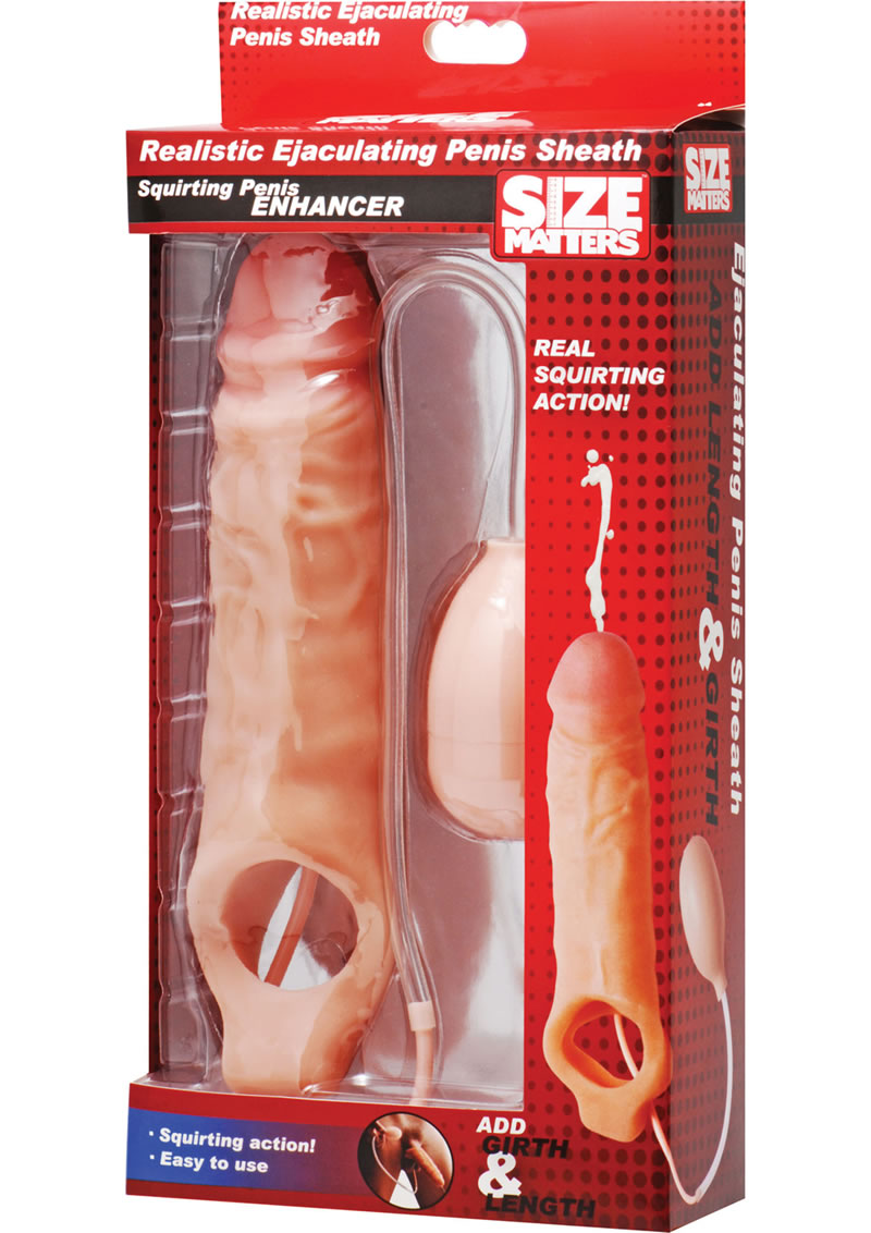 Size Matters Realistic Ejaculating Penis Sheath Squirting Penis Enhancer Flesh