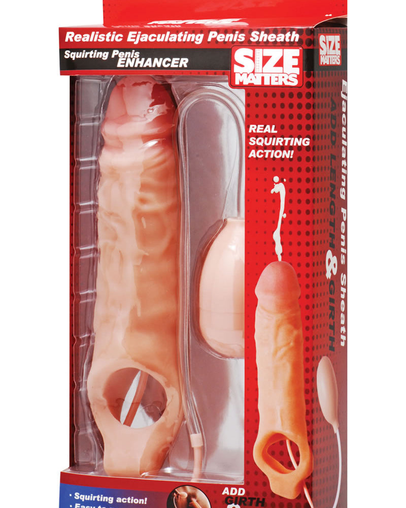 Size Matters Realistic Ejaculating Penis Sheath Squirting Penis Enhancer Flesh
