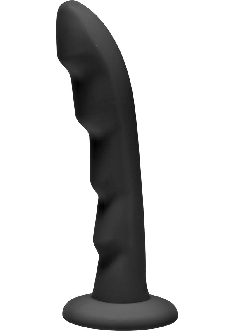 Strap U Ripples Silicone Dildo Black 6.75 Inch