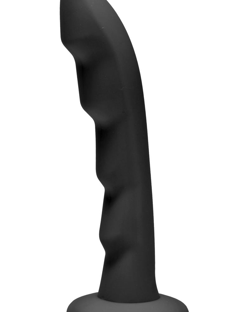 Strap U Ripples Silicone Dildo Black 6.75 Inch