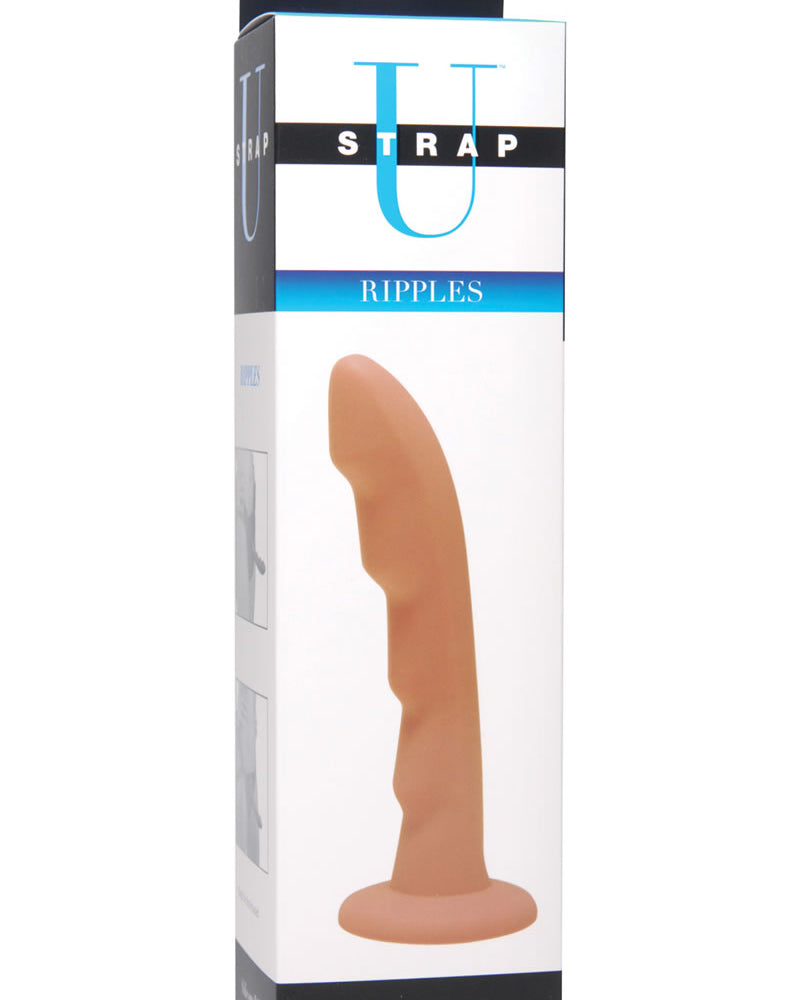 Strap U Ripples Silicone Dildo Flesh 6.75 Inch